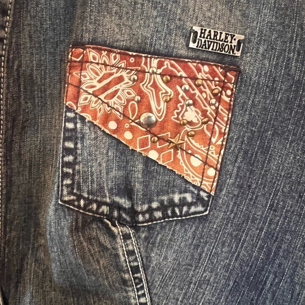 Harley-Davidson Denim Snap Button Shirt Size Small - Picture 7 of 8